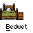 Pixel art animation of a character in a bed with green covers, showing sequential actions including holding a lamp, standing, and changing expressions.