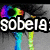 Four distinct display text fragments over colorful backgrounds with a rainbow-colored circular element on the left
