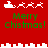 Red background with green "Merry Chistmas!" text and white pixelated Santa sleighs, showing animation changes in reindeer count between frames.