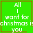 Green square with red border displays white text "All I want for christmas is you" and a small heart symbol in the top-right corner.