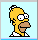 Pixelated cartoon character with yellow skin, white eyes, and brown nose in two side-by-side poses against light blue background.