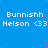 Blue background with pink dots, repeated white text 'Bunnishh Nelson <33' in three