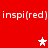 Red background with repeated white text 'inspi(red)' and three white stars, one of which is pink in the rightmost frame.