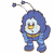 A pixelated cartoon character in blue attire with antennae stands on the left, while green text reading "Original Icons .com" appears on a dark background to the right.