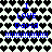 Pixelated icon with repeating black heart pattern background and blue text "I LOVE David" in two mirrored sections, each section containing a horizontal line of blue exclamation marks below the text.