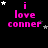 Black background with pink text 'i love conner' and animated white/grey stars changing position across frames.