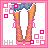 Pixel art contact sheet of a blonde doll character in various poses and text displays, featuring pink borders and repeated "babii blonde" text.