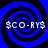 Four identical blue and black spiral patterns arranged in a , each containing white text reading $CO-RYS$