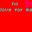 Red background with cyan text reading "no love for melove for me" and a pink heart symbol replacing the 'o' in the second 'no'.