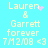 Pixelated text on cyan background with animated pink sparkles near 'Lauren' in two positions.