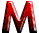 Two stylized 3D letter M shapes side-by-side, one red with white highlights and black base, the other cyan with light blue highlights and dark teal base.
