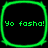 Four identical green square frames with rounded corners display "Yo fasha!" text on black backgrounds, arranged in a