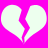 Two white broken heart shapes on a bright pink background, each with jagged edges and no visible text or additional elements.