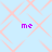 Light blue background with repeating pink diamond pattern and four purple 'me' text icons positioned at corners