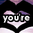 Pixelated heart-shaped background with text fragments 'you're', 'the', 'one', 'i', 'want' in bold white letters on black outlines.