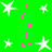 Green background with white star shapes and pink text reading "I AM WHO I AM" arranged in vertical