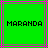 Green background with black text 'MARANDA' in pixelated font, framed by alternating pink and gray borders.