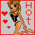 Animated contact sheet of a pixel-art character in black lingerie with red and black hearts, displaying frame-by-frame animation changes across five sampled frames.