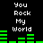Green audio equalizer bars and white text reading 'You Rock My World' on a black background, with two identical side-by-side layouts.