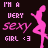 A contact sheet of six animated frames showing a pink silhouette dancing girl with text "I'M A VERY sexy GIRL <3" on dark background.