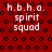 Red background with black circular patterns and white text reading 'h.b.h.a. spirit squad' in two , displayed across four