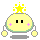Four pixel-art character icons arranged in a , each with yellow bodies, black eyes, pink cheeks, and star-shaped or sparkly head decorations