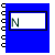 Blue spiral-bound notebook with white rectangular label showing text progression from 'N' to 'NOTES', some pages have corner curls, lined paper below.
