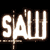 A contact sheet of 10 animated frames from a Saw movie-themed buddy icon featuring the Jigsaw puppet, red text, and grayscale imagery.
