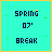 A 3x3 grid of animated frames showing a turquoise background with pixelated text "SPRING 07' BREAK" and small green dots, where the top-left corner has yellow highlights that shift position across frames.