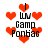 Animated icon with red hearts and text 'I LV Gamp Ponbiac' on white background, showing heart positions shifting across frames.