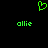 Green pixelated heart symbol above two instances of the word 'ollie' in green pixelated text on a black background.