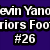 Pixelated text on a solid purple background reads "Kevin Yano" at top, "riors Foot" in middle, and "#26" below.