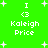 Green background with white pixelated text and star shapes, displaying 'I <3 Kaleigh Price' in two identical vertical sections.