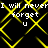Yellow pattern with repeated text "I will never forget U" on black background, animated with shifting lines