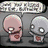 Four- pixel art sequence showing a yellow-headed character with a heart on its chest in various settings and interactions with other characters
