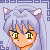 Pixel art character with light purple hair and cat ears, displaying multiple facial expressions in a