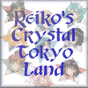 Four identical display 'Reiko's Crystal Tokyo Land' text over star-shaped anime character cutouts with varied color schemes