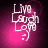 Pixelated white text "Live Laugh Love" with a smiley face on pink and dark purple gradient background, animated glow effect.