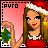 A 3x3 contact sheet of an animated pixel art icon featuring a cartoon woman in Santa attire with changing facial expressions and heart symbols across frames.