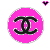 Two circular icons with interlocking CC symbols, one pink background and one white background, each with a small pixelated heart above.