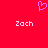 Red background with a pink pixelated heart symbol above two instances of the name 'Zach' in white text.
