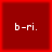 Four identical red square arranged in a , each containing white pixelated text 'b-ri.' on a solid dark red background