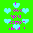 Green background with light blue hearts and pink text reading 'i love you colton david!' repeated in a pattern