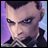 Pixelated image of a character with dark hair and a serious expression, wearing a dark jacket with a patterned collar, next to text reading "AnimeIM" and "com" on a black background.