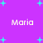 Purple background with cyan plus signs and four instances of the text 'Maria' in white pixelated font.