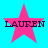 Four pink star-shaped icons with the text LAUREN overlaid on a cyan background, arranged in a