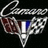 Pixelated icon of a stylized object with metallic silver, dark red, and blue elements against a black background.