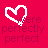 heart-shaped icons with varying outlines and text overlays on a red background, some displaying 'were' or 'perfectly perfect' in different colors