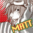 Pixelated anime-style character with brown hair and white shirt, holding red object, with 'MART' text in yellow-orange gradient on green background.