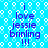 Blue background with white circular patterns and repeated purple text reading "i love jessie brinling !!!" in a